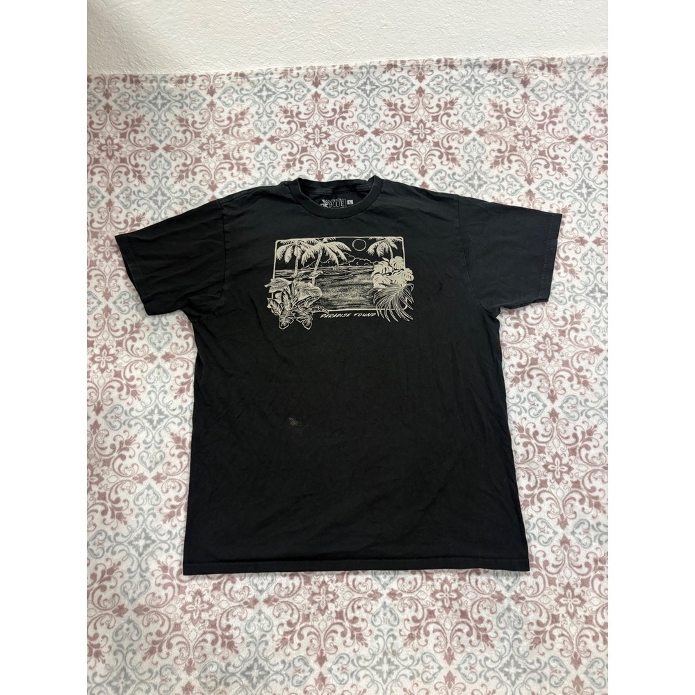 Newport Blue Mens Paradise Found Tropical Graphic T-Shirt Black Large L 4717